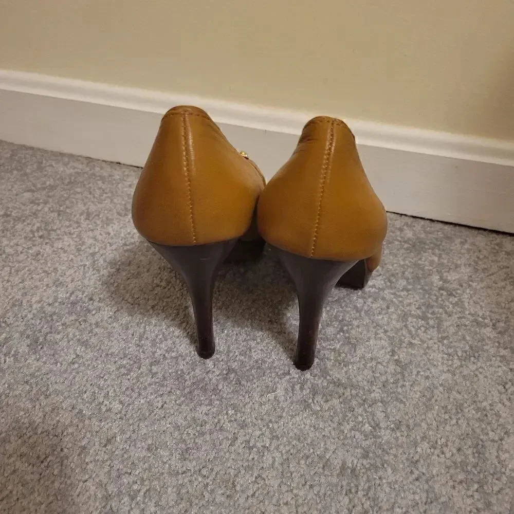 Micheal Kors Camel colored open toe heels